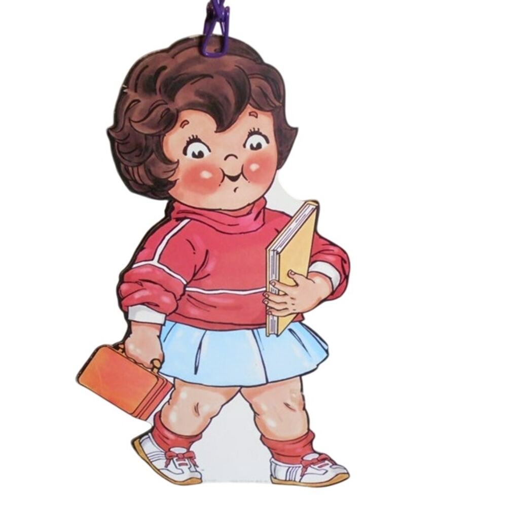 Vintage Campbell Soup Die Cut Lithograph Girl Walking to School w/Books